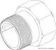 Verschraubung von Syr mit Außengewinde und Sechskantkopf, zur Befestigung an Rohrleitungen geeignet.